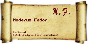 Mederus Fedor névjegykártya